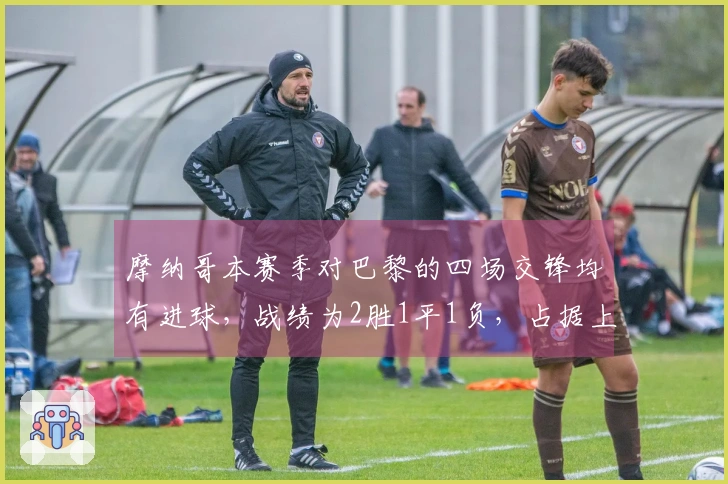 摩纳哥本赛季对巴黎的四场交锋均有进球，战绩为2胜1平1负，占据上风